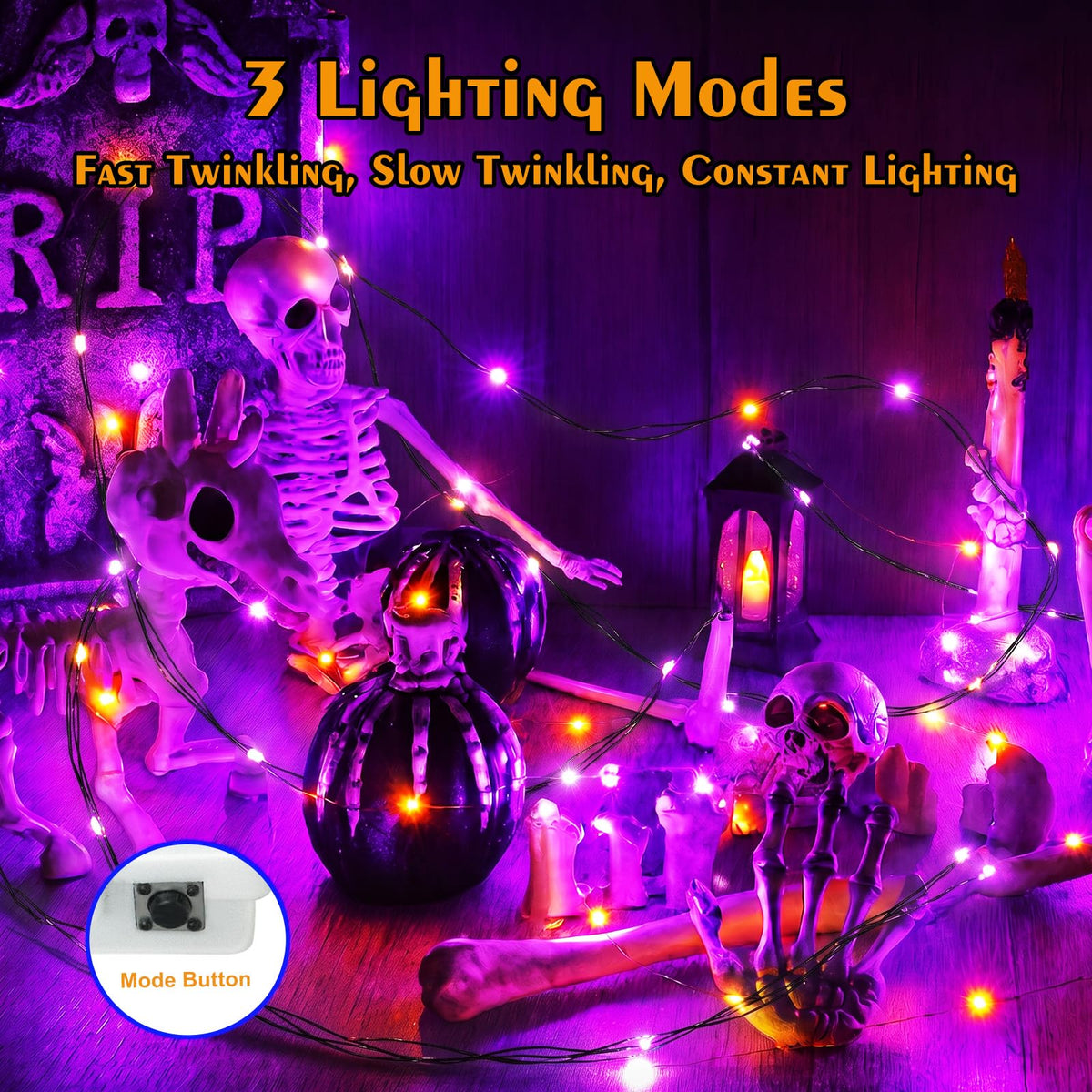 btfarm 12 Pack 3 Modes Fairy Lights Battery Operated, 2M 20LED String Light