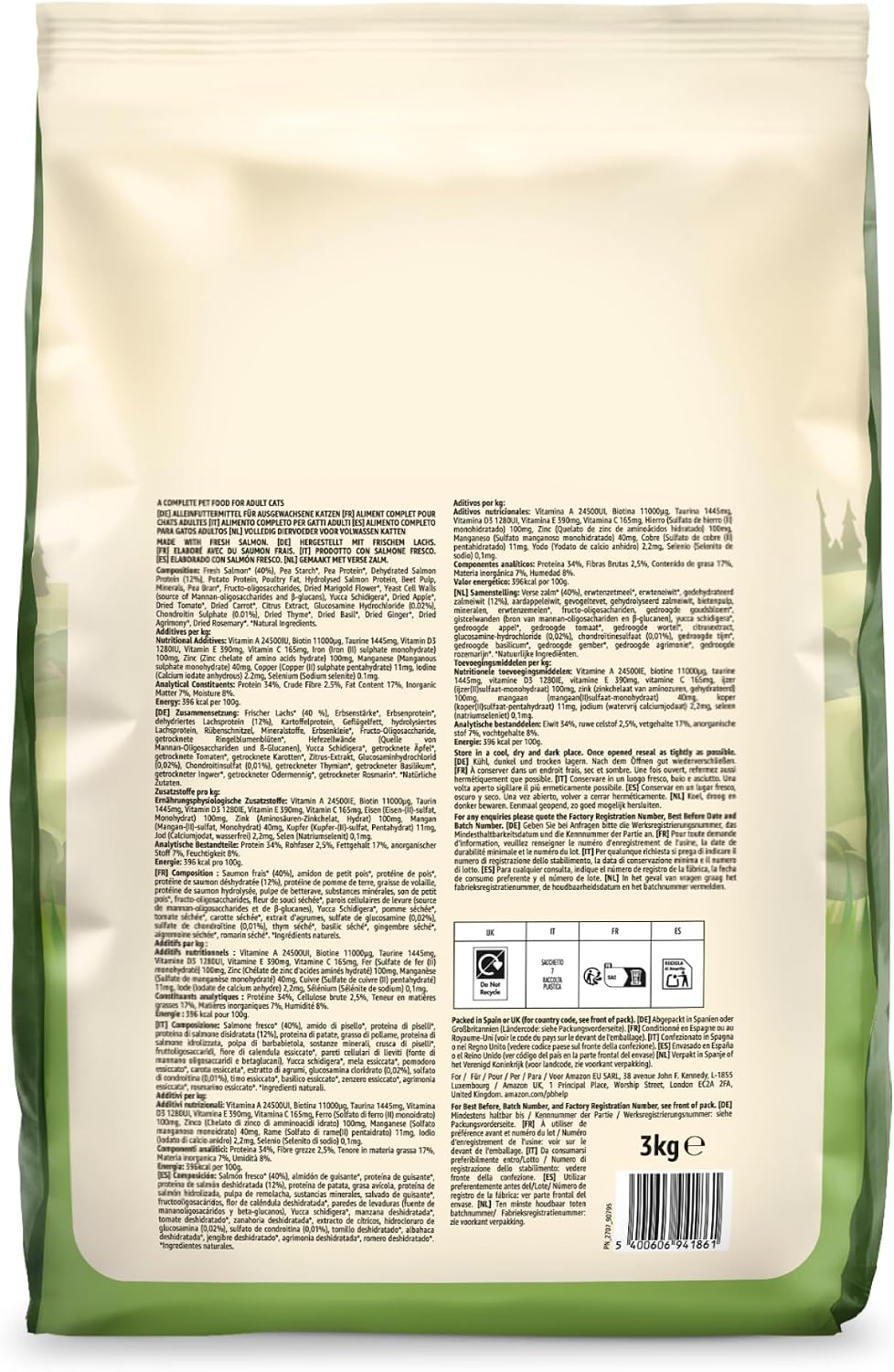 by Amazon Dry Cat Food for Adult Cats, Grainfree Recipe with Fresh Salmon, 1 Pack of 3kg (Previously a Lifelong brand, same product)