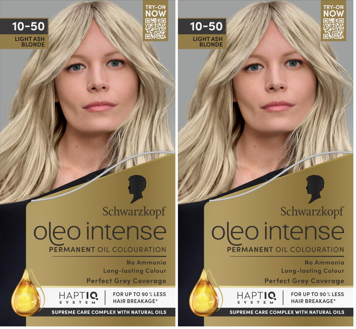 Schwarzkopf Oleo Intense Permanent Hair Colour 4-60 Gold Brown | Ammonia Free Oil Hair Dye | 100% Grey Coverage | Long-Lasting Rich Colour | With HaptIQ System & Caring Oil Mask (Pack of 2)