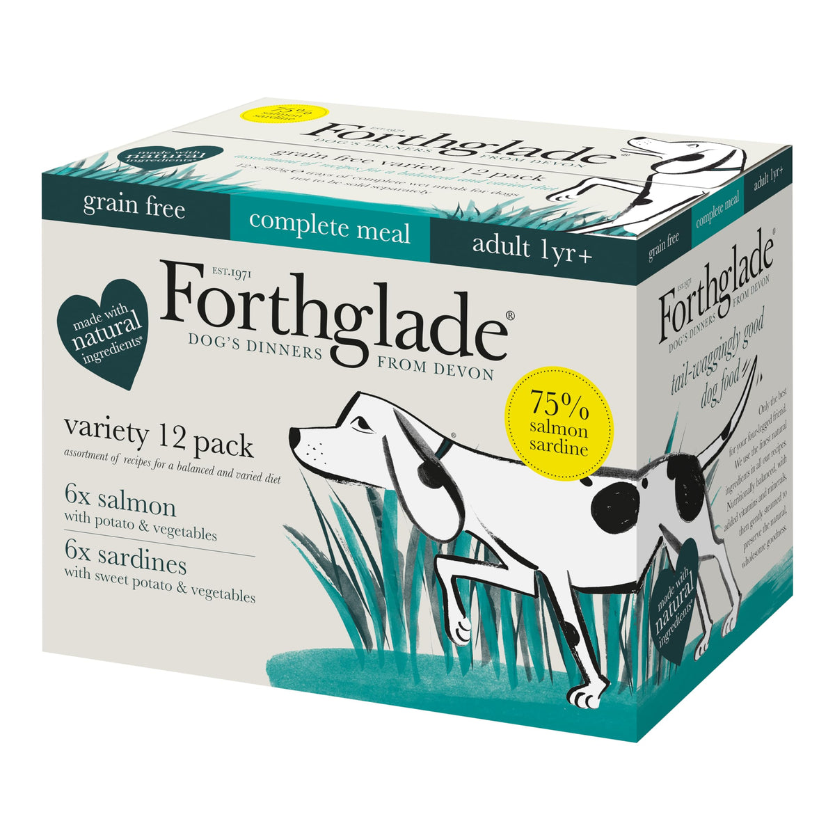 Forthglade Wet Dog Food Variety Pack (12 x 395g Trays) - Grain Free & Hypoallergenic Dog Food, Adult 1 Year+, Chicken, Chicken with Liver & Turkey, Vegetables, Stomach Sensitive, Natural Ingredients