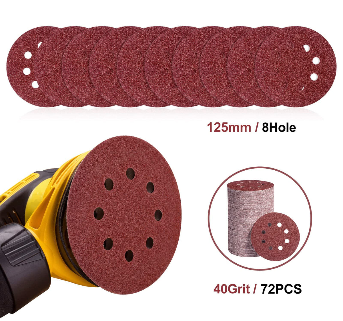 SATC Sanding Discs 150 Grit 110PCS Orbital Sander Discs 125mm Hook and Loop Round Orbital Sander Pads for Sanding