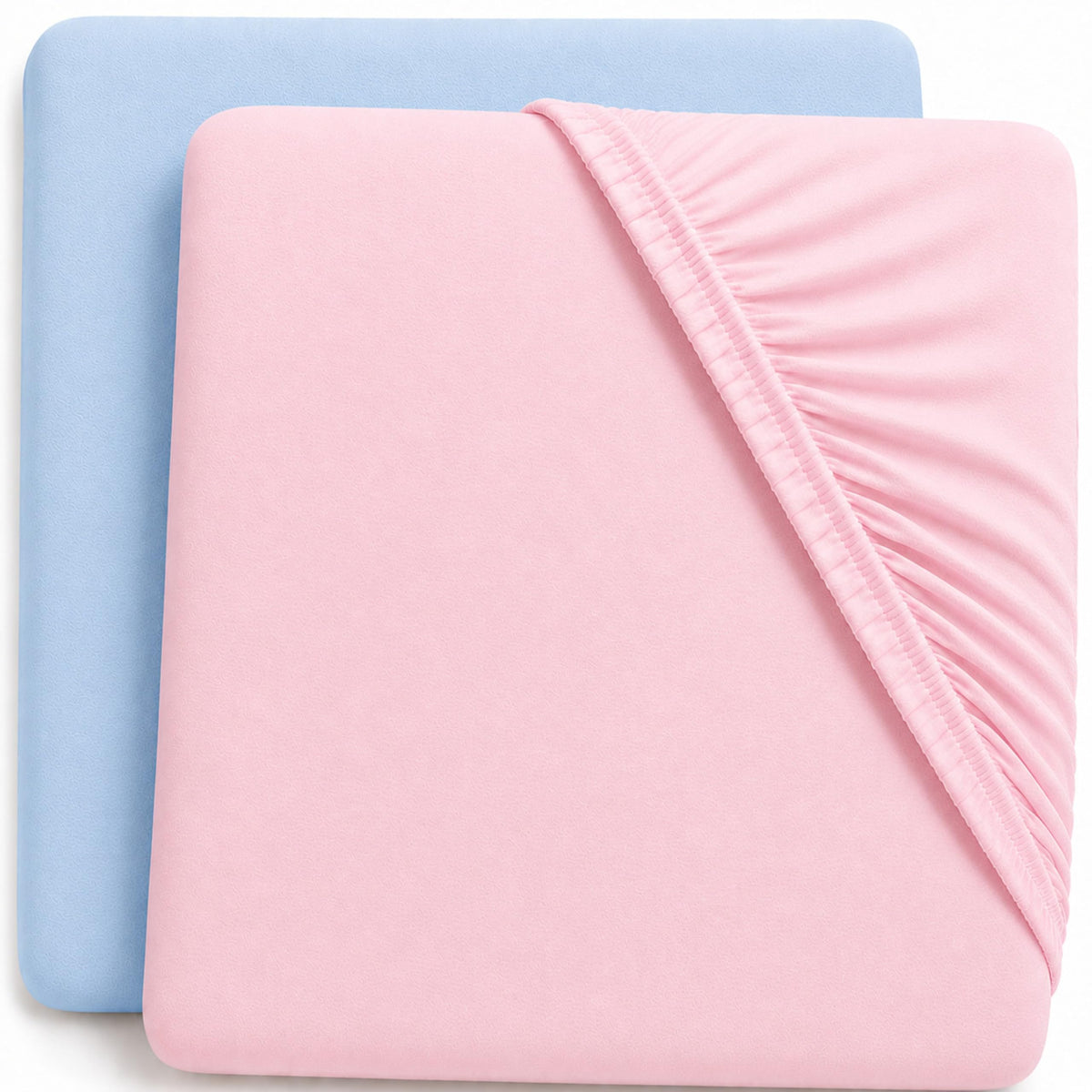 Dudu N Girlie Bedside Crib Sheets 85x51cm – Pink, 2 Pack, Soft Jersey Cotton Fitted Bedding for Co Sleeper & Baby Cribs