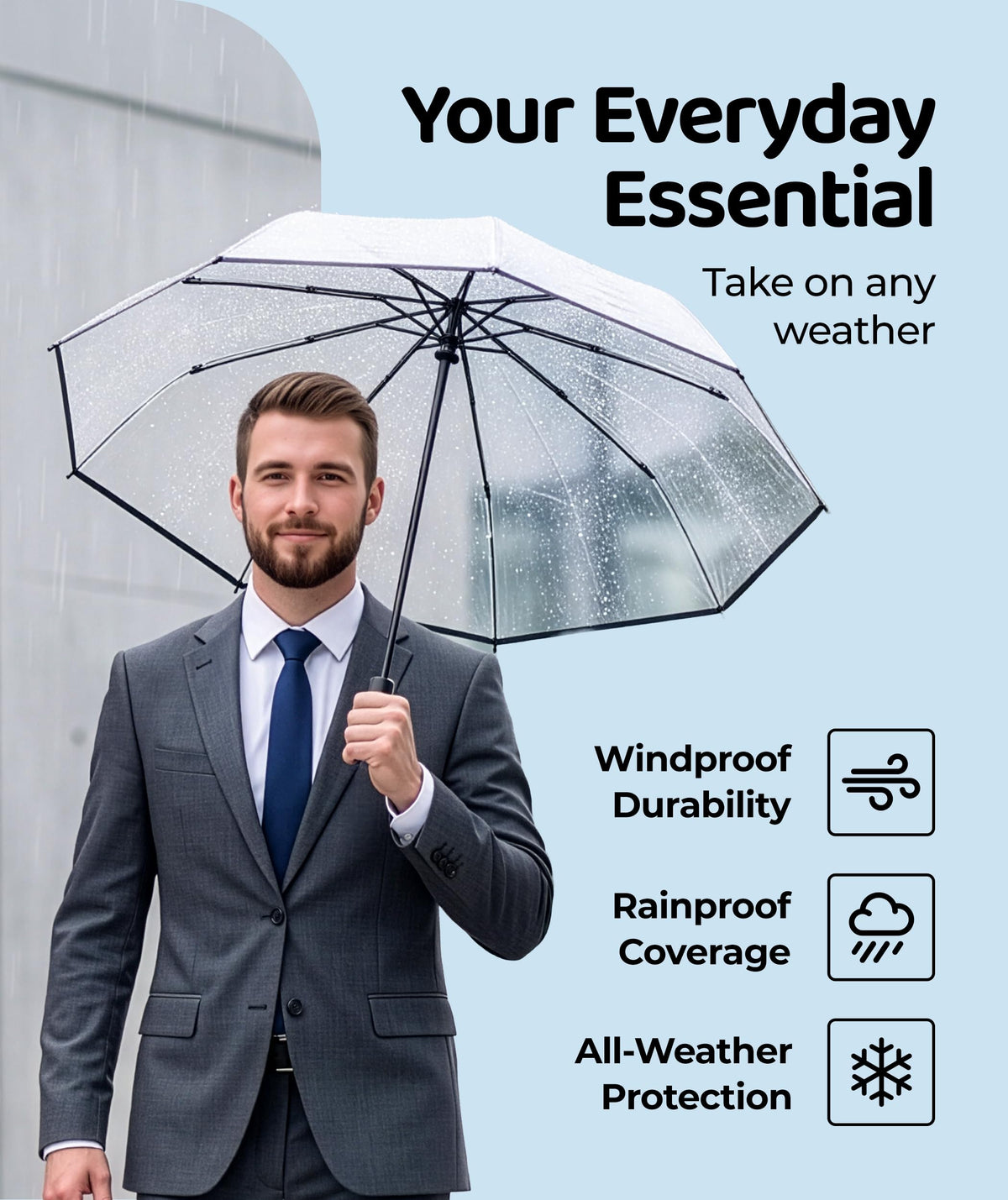 Repel Windproof Travel Umbrella - Compact & Withstands Winds up to 100MPH, Strongest Premium Auto Folding Umbrella for Rain and Sun - Durable, Light & Portable for Women & Men, Fits Backpack & Cars