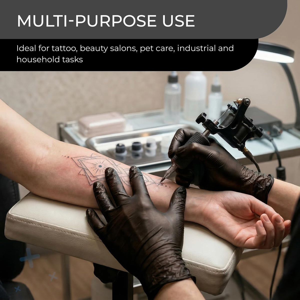 Black Vinyl Gloves, 100 Count, Powder Free & Latex Free, Multi-Purpose Black Disposable Gloves for Food Handling, Cooking, Cleaning & Medical Use (S, 100)