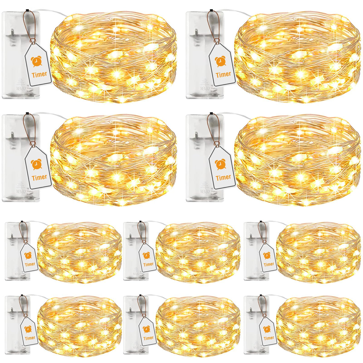 btfarm 2 Pack Halloween Orange Fairy Lights Battery Operated with Timer