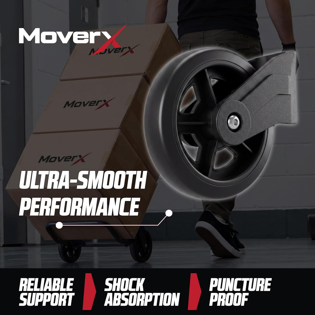 MoverX Folding Hand Truck Aluminium, Heavy Duty Hand Truck Foldable Trolley on Wheels, Multi Purpose Sack Truck Moving Trolley, 80kg