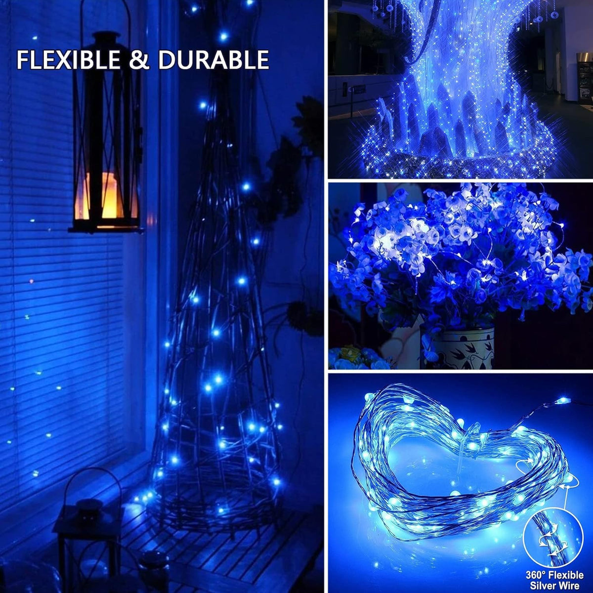 Lezonic 2Pack Solar String Lights Waterproof,12M/40Ft 120LED Garden Lights