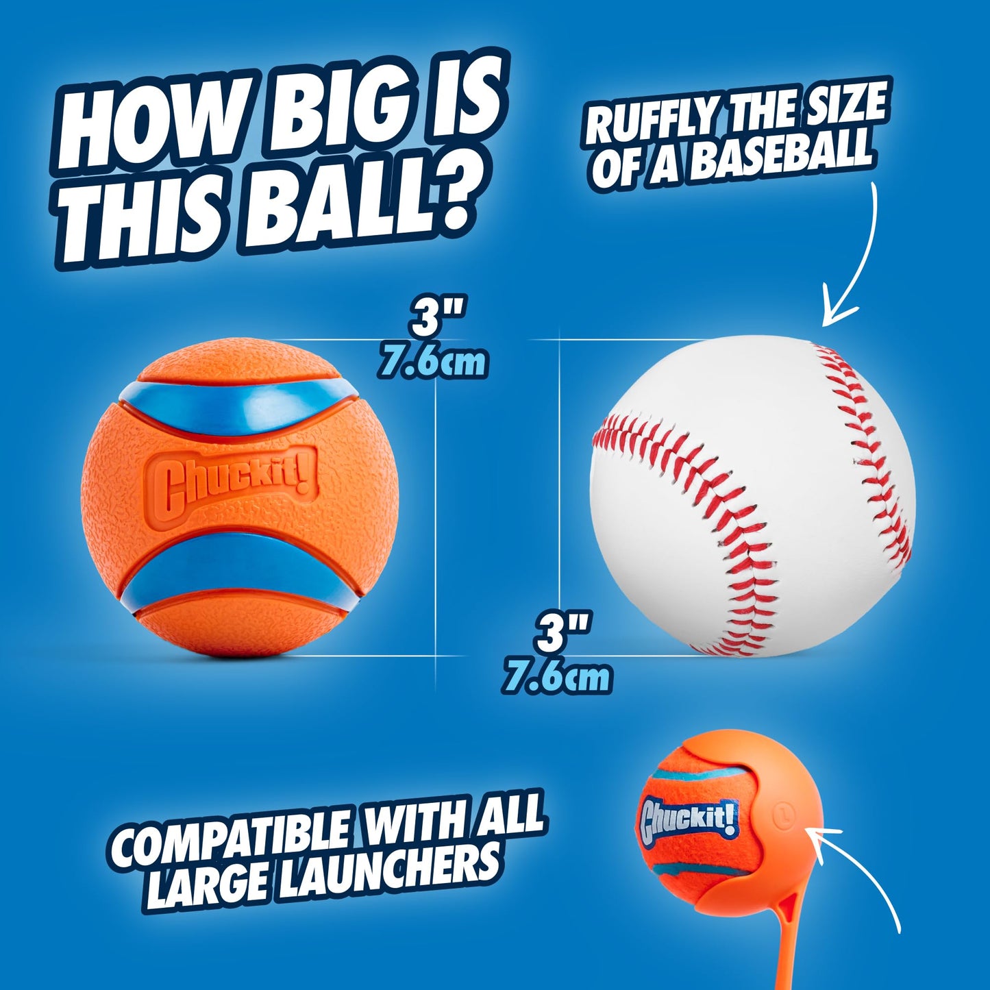 Chuckit! Ultra Ball, Durable High Bounce Rubber Dog Ball, Launcher Compatible, 2 Pack, Medium