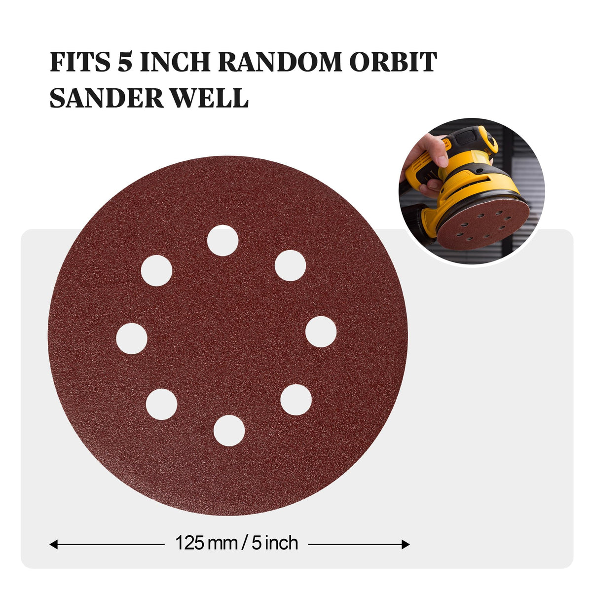 SATC Sanding Discs 150 Grit 110PCS Orbital Sander Discs 125mm Hook and Loop Round Orbital Sander Pads for Sanding