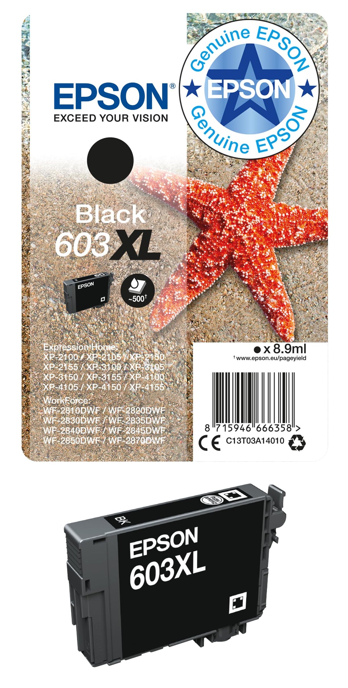 Epson 603 Starfish Genuine , 4-Colours Multipack Ink Cartridges