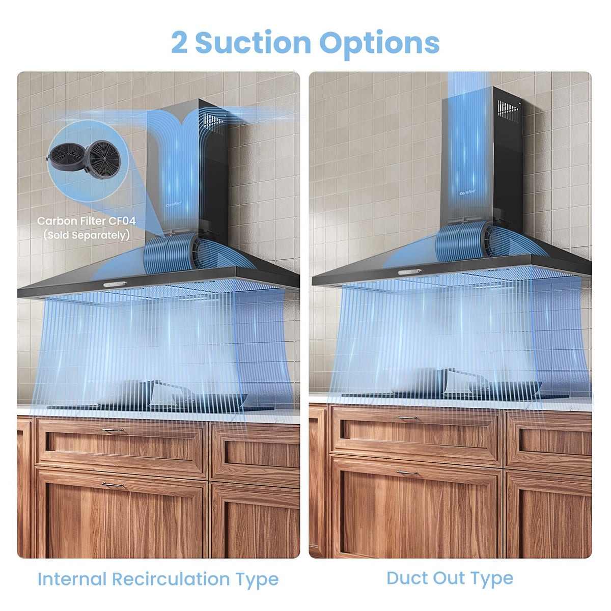 COMFEE' 90cm Chimney Cooker Hood, Class A++ Wall Mounted Kitchen Extractor