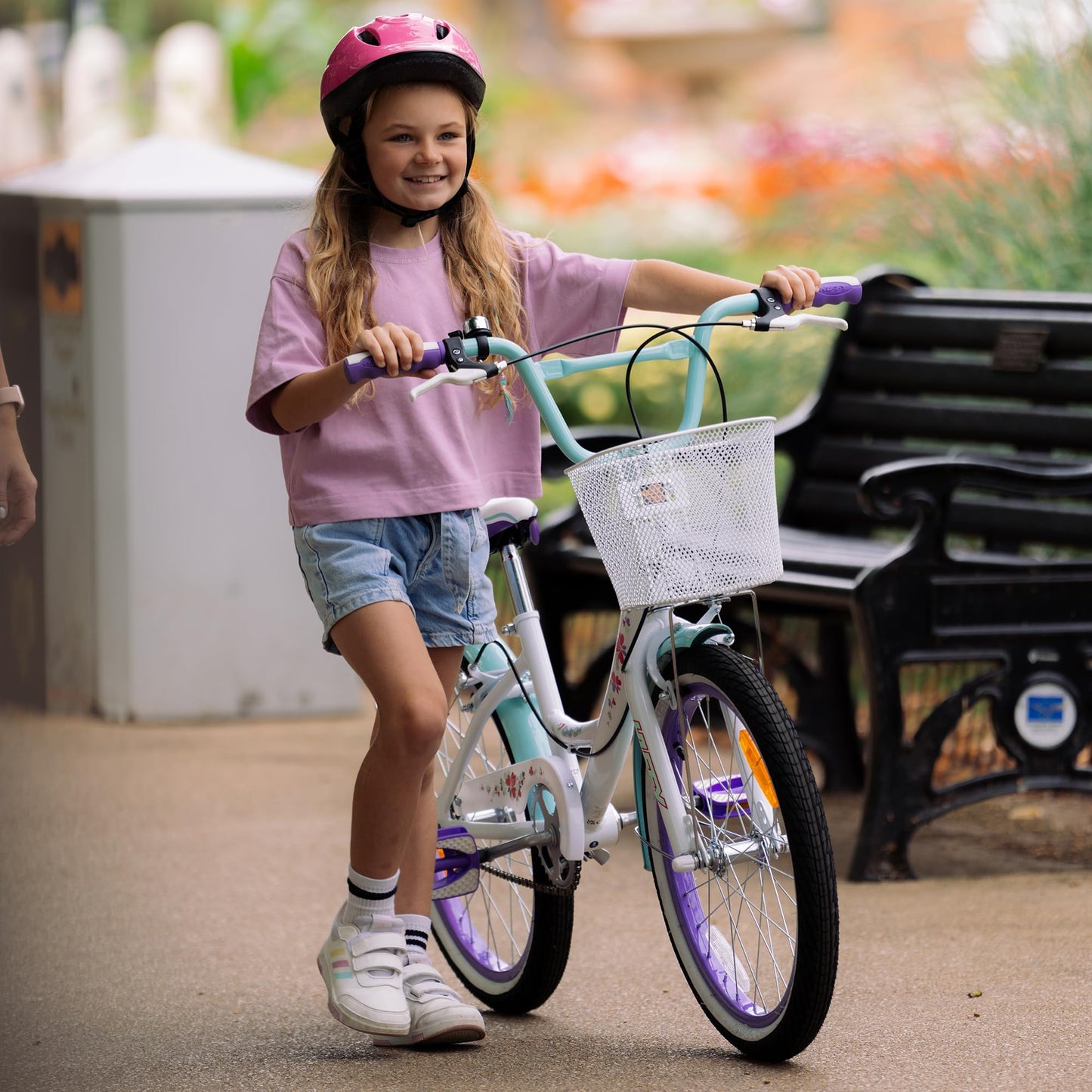 Huffy Girly Girl 20" Girls Cruiser Bike with Basket, Bell & Mudguards — White | Ages 5-9