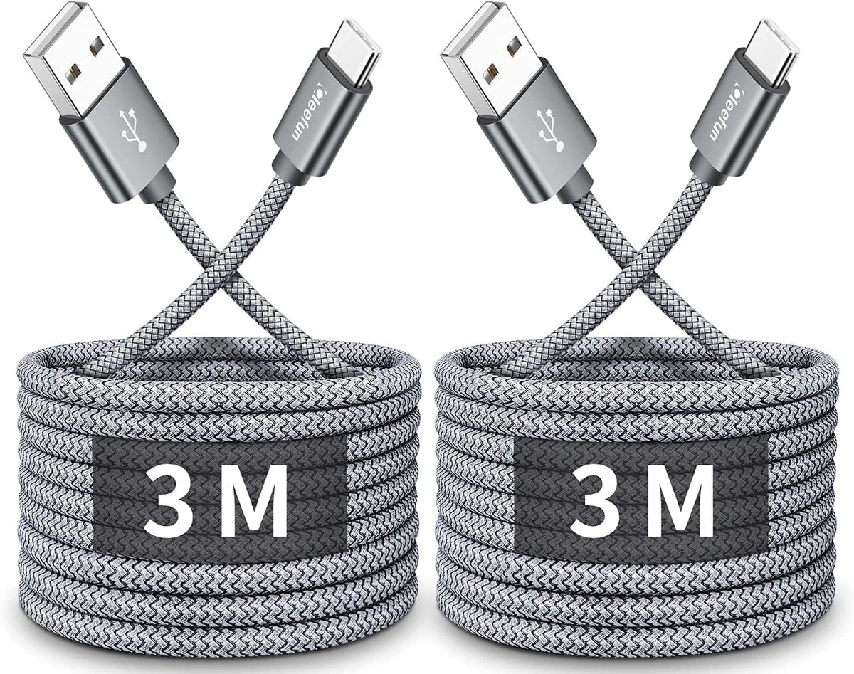 CLEEFUN 3M USB C Cable (2-Pack), Long PS5 Controller Charger Fast Charging