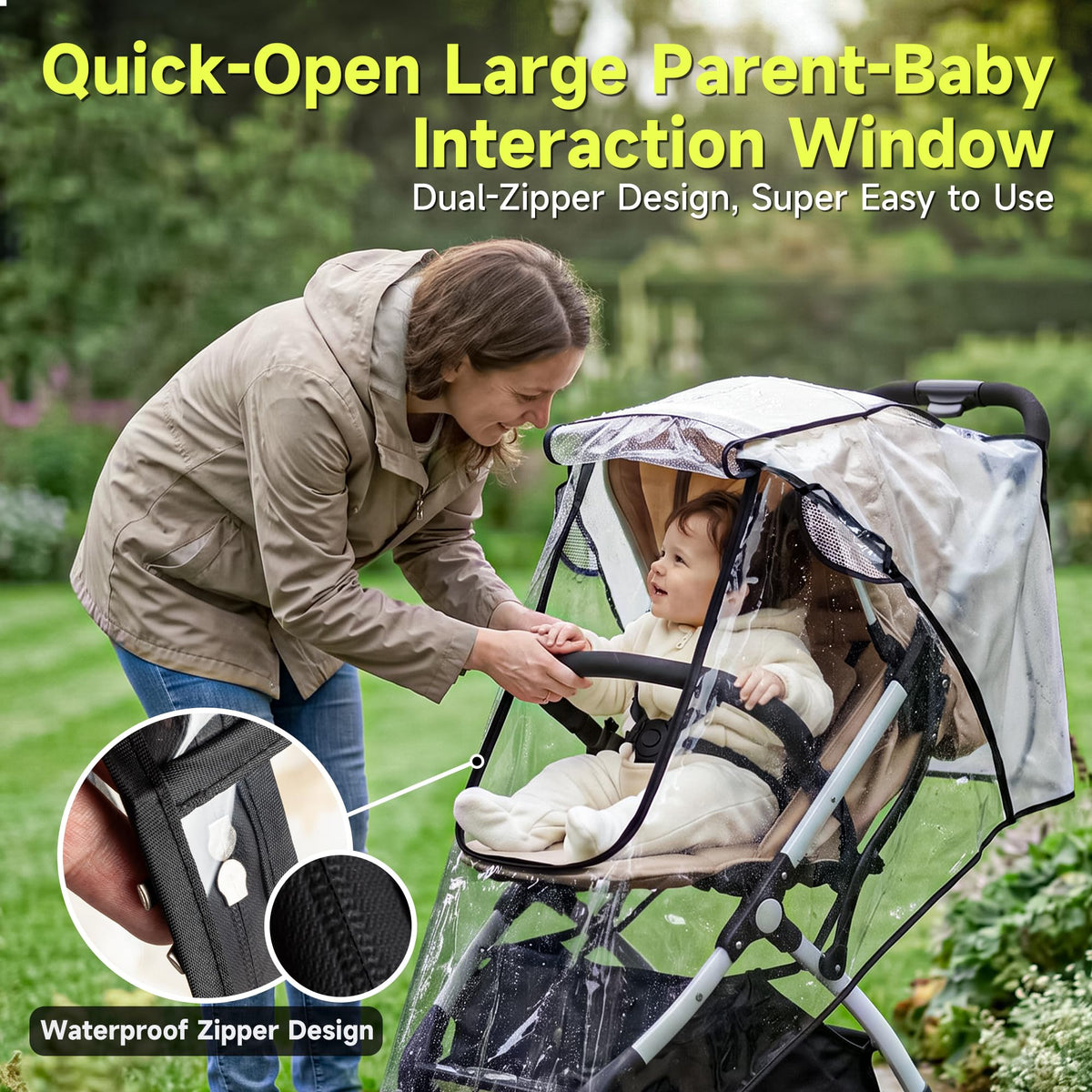 Bemece Universal Rain Cover for Pushchair, Breathable & Transparent