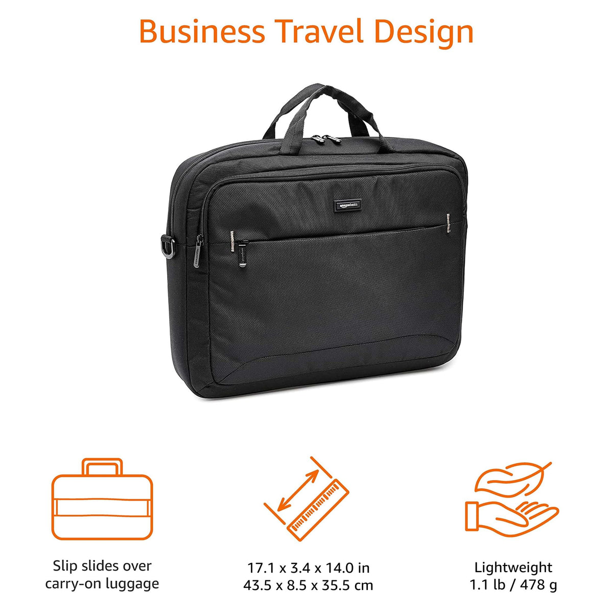 Amazon Basics Compact Laptop Shoulder Bag Carrying case with Accessory Storage Pockets (14 inch - 35.6 cm) Black, 3-Pack