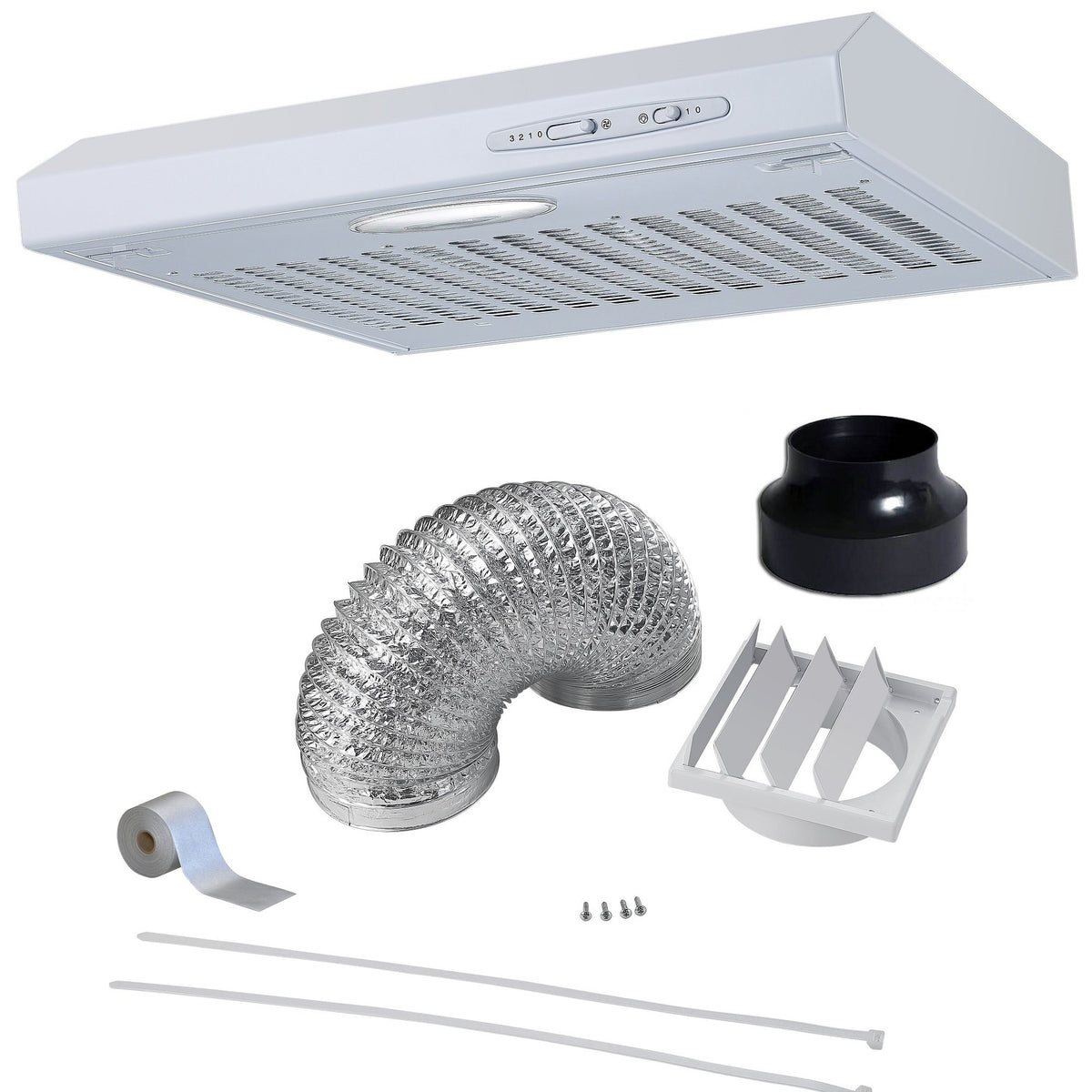 Cookology 50cm Wall Visor Cooker Hood + Ducting Kit - Stainless Steel