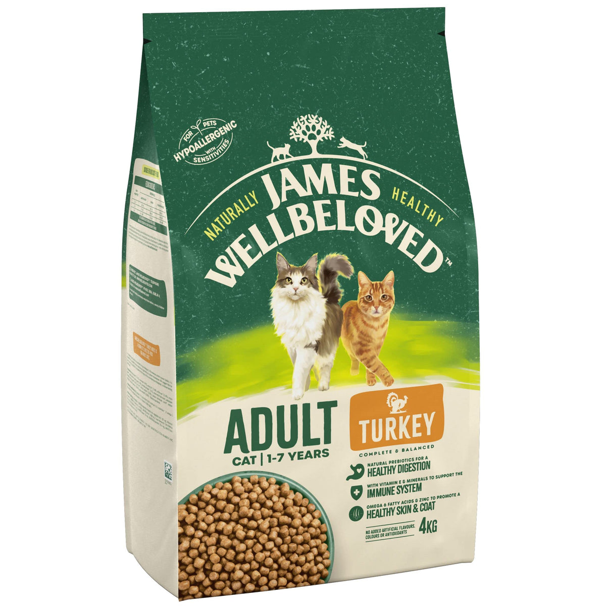 James Wellbeloved Hypoallergenic Dry Cat Food for Adult Cats Turkey 4 kg