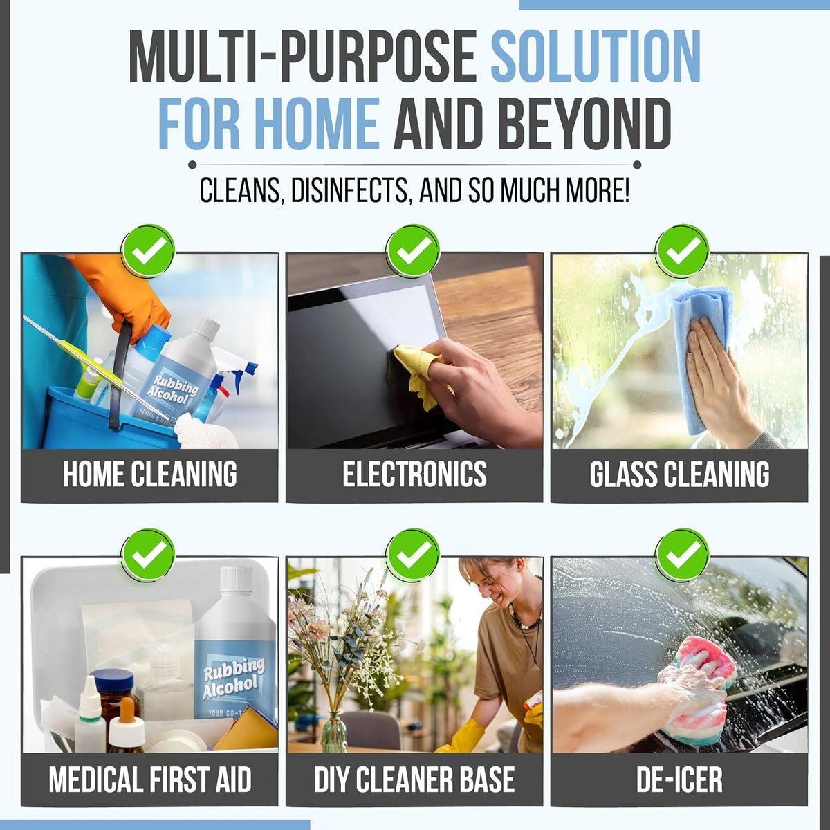 Rubbing Alcohol 1 Litre 99.9% Pure Isopropanol IPA for Cleaning, Disinfecting, Degreaser, Medical Use, Solvent for Electronics, Glass, De-icer, Painting