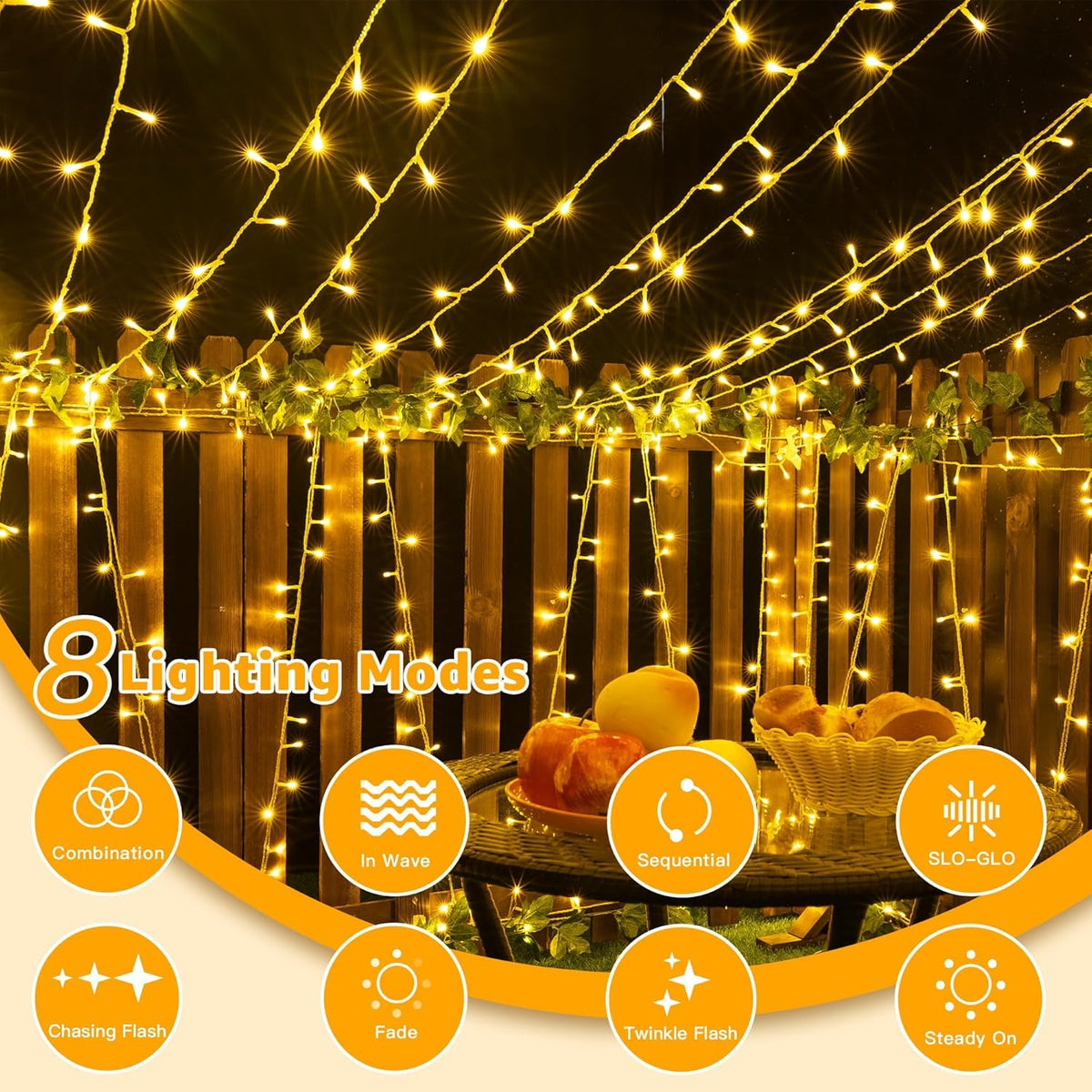 Ollny Fairy Lights Battery Operated, 10m 100 LEDs Bright Battery Powered String Lights, Cool White Outside Christmas Lights Waterproof with 8 Modes/Timer for Indoor Outdoor Bedroom Garden Decorations