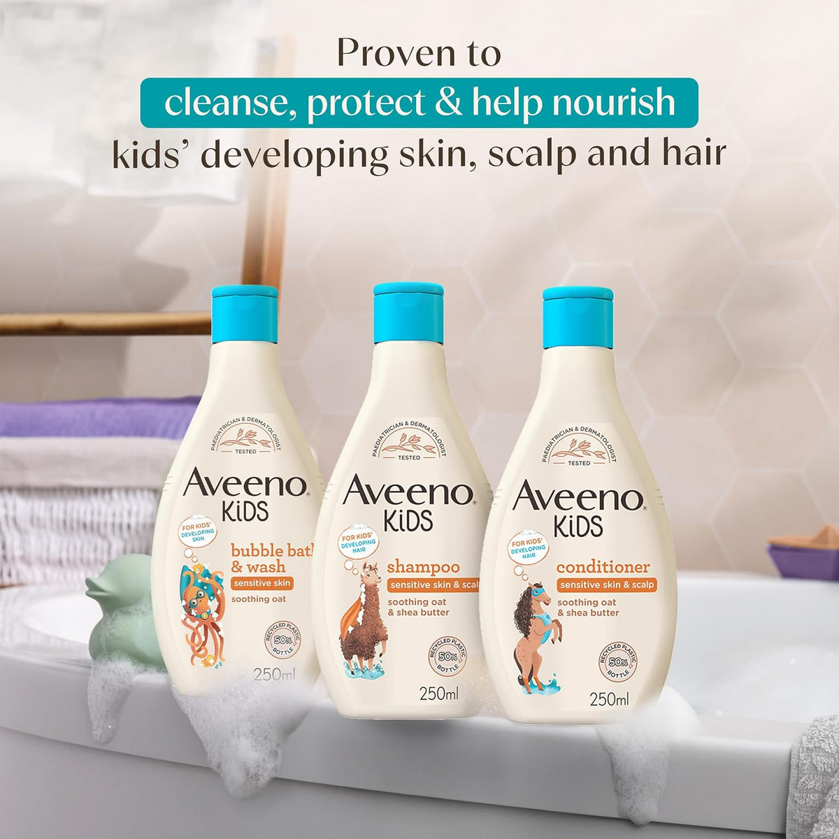 Aveeno Kids Bubble Bath & Wash for Sensitive Skin 250ml Gruffalo Edition