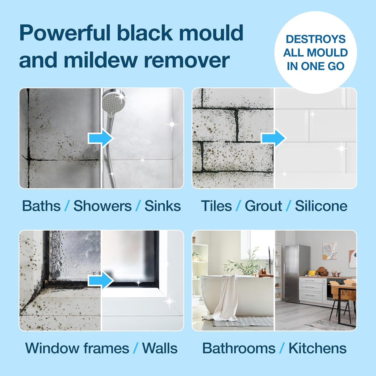 HG Mould Remover Spray | Kills Black Mold & Mildew on Walls & Tiles | 500ml
