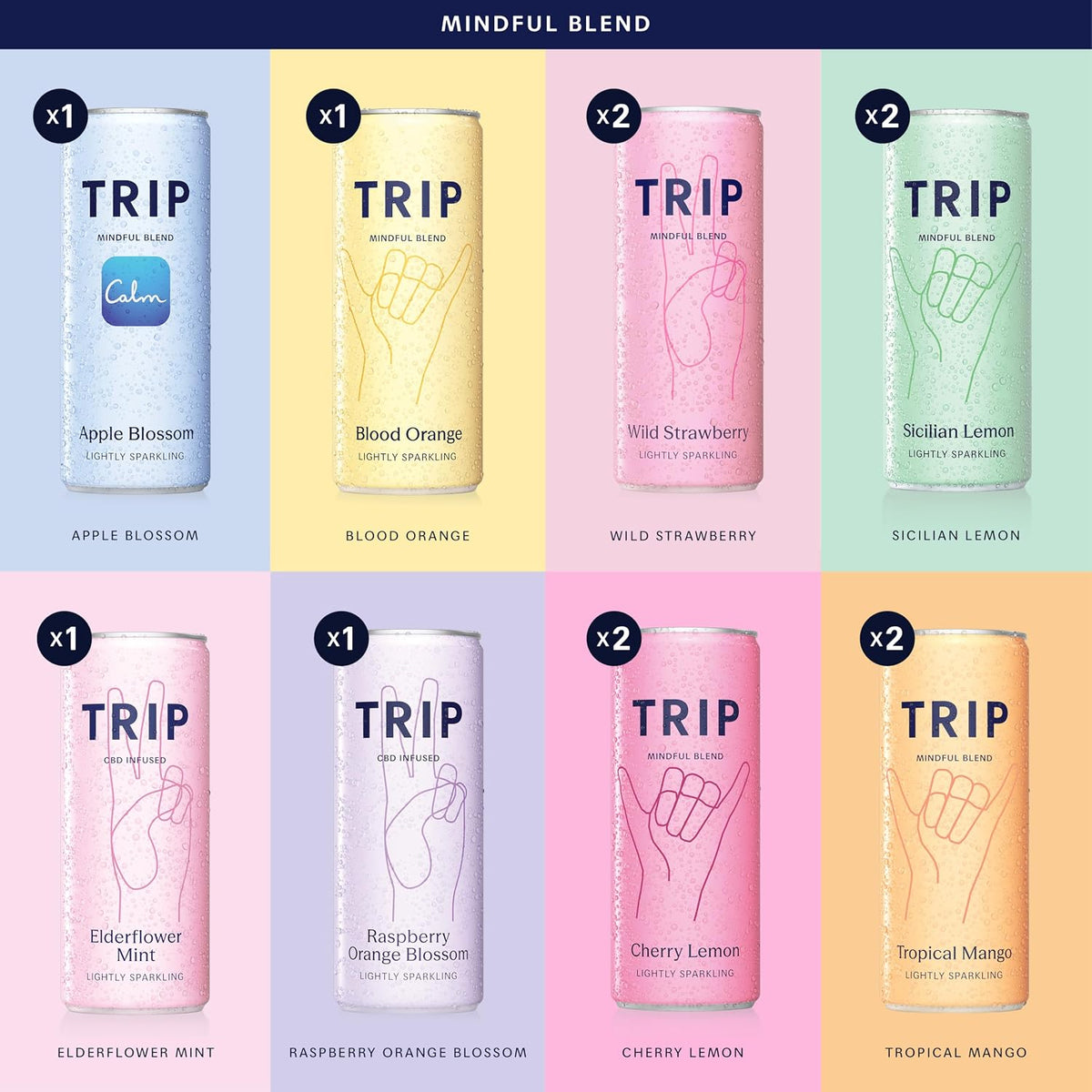 TRIP Calm Magnesium Drink, Sparkling Mocktail, Ultimate Sampler Mix, 12pack