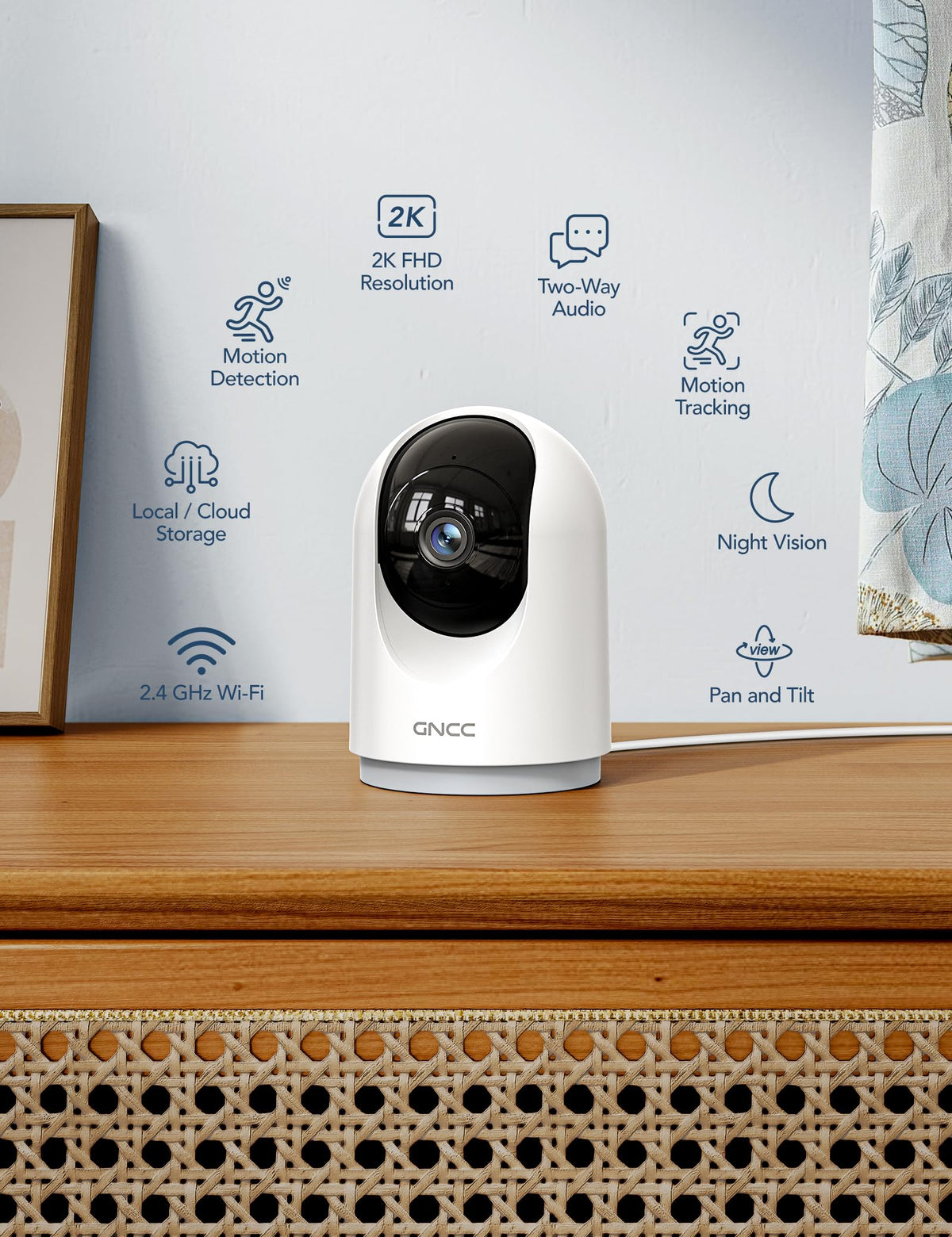 GNCC Indoor Dog Pet Camera with APP, Wifi Baby Monitor with Camera, Black