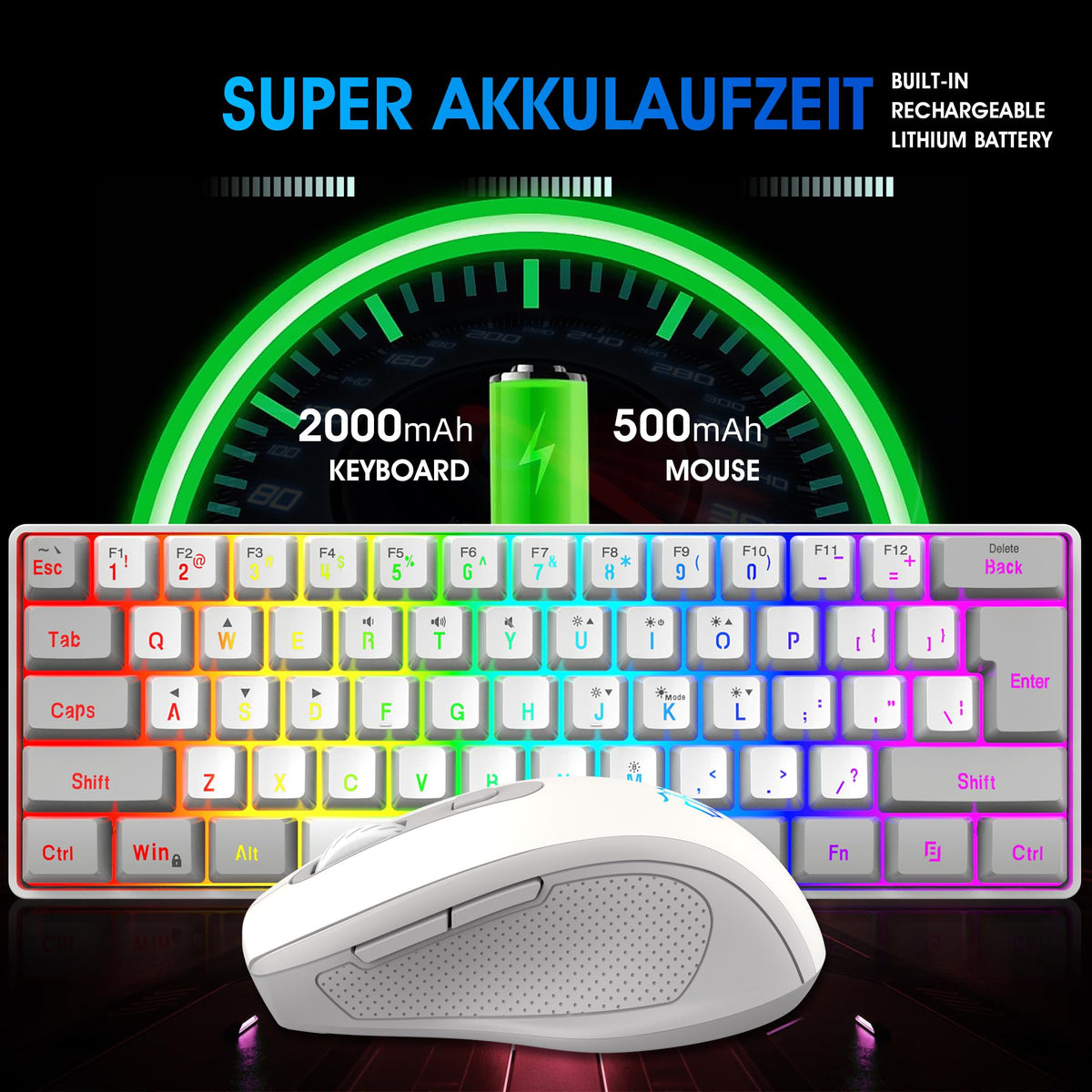 Snpurdiri Wired Mechanical Gaming Keyboard, 60% Size, LED Backlight, 61 Keys, Small Wired Office Keyboard for Windows Laptop/PC, Mac (Black-Red, Blue Switches)