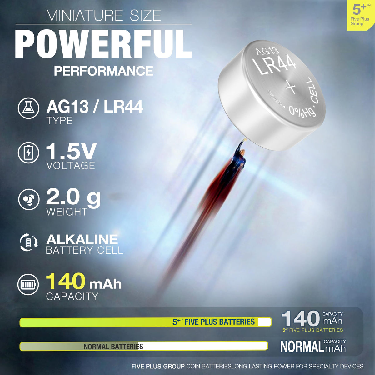 LR44 AG13 A76 357 303 SR44 L1154 LR1154 1.5V Alkaline Button Cell Batteries (20 Pack) – High Capacity Coin Batteries for Watches, Toys, Key Fobs & Small Electronics