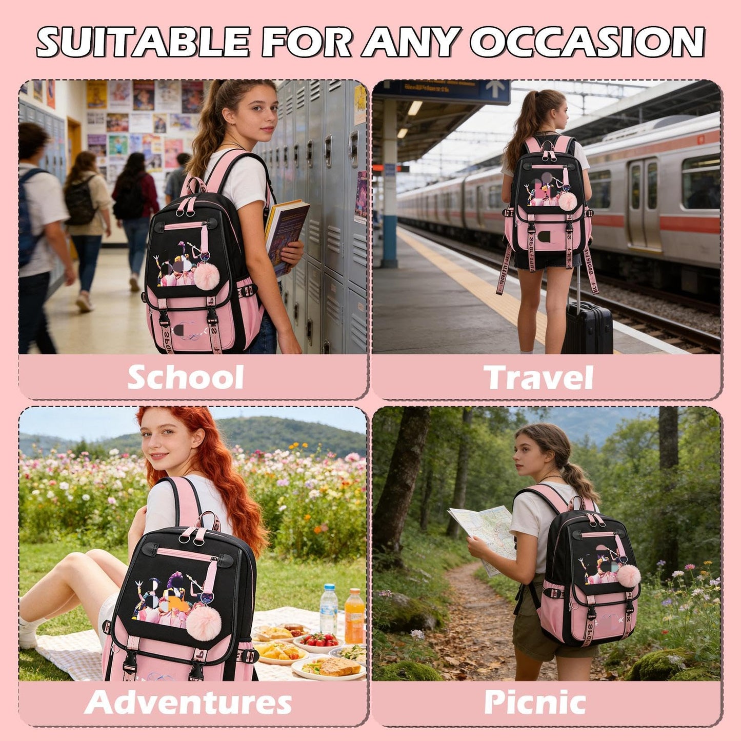 yumcute De-mn Backpack Kids, Teen Game School Bags, Children Primary Schoolbag, Children's School Backpack, 17 Inch Large Capacity Travel Rucksack Waterproof Boys Girls Book Bags for Aged 3-12 Years