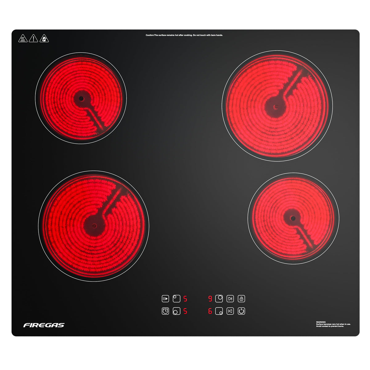 FIREGAS 2 Burner Ceramic Hob,Electric Hob with UK Plug,Built-in & Tabletop