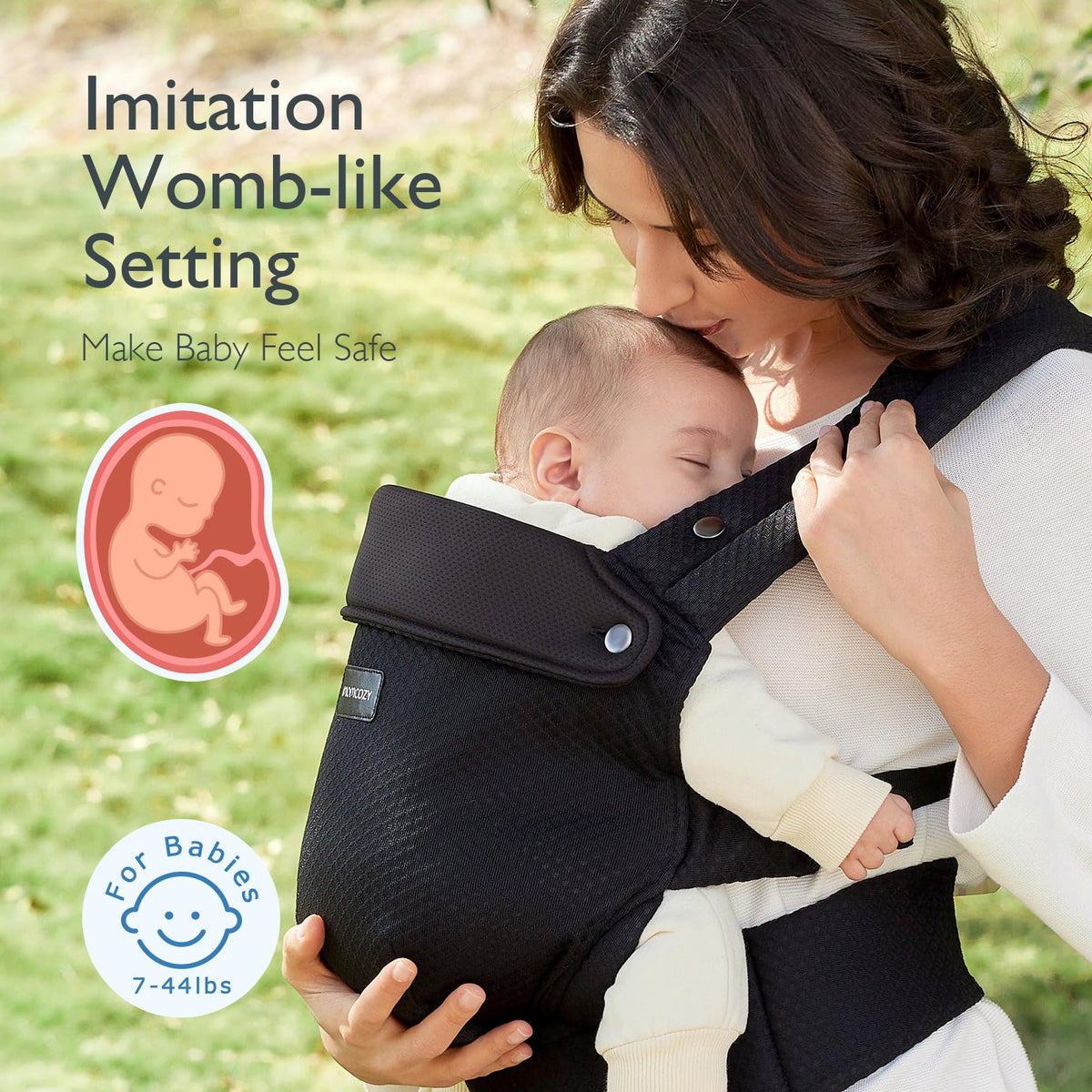 Momcozy Baby Carrier for 3-24M/3.2-20kg, Waist 64-127cm, Cotton Khaki