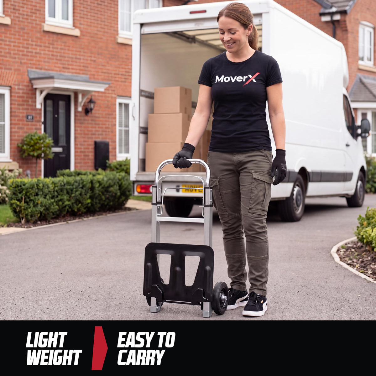 MoverX Folding Hand Truck Aluminium, Heavy Duty Hand Truck Foldable Trolley on Wheels, Multi Purpose Sack Truck Moving Trolley, 80kg