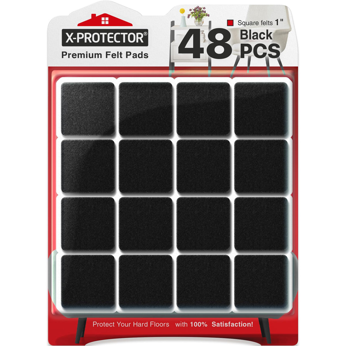 Chair Pads Floor Protectors X-PROTECTOR 48 PCS 25mm - Felt Furniture Pads