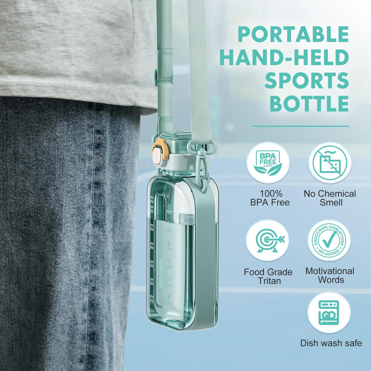 SEASEVEN Flat Water Bottle 750ML for Gym,School Office(Flat Pink)