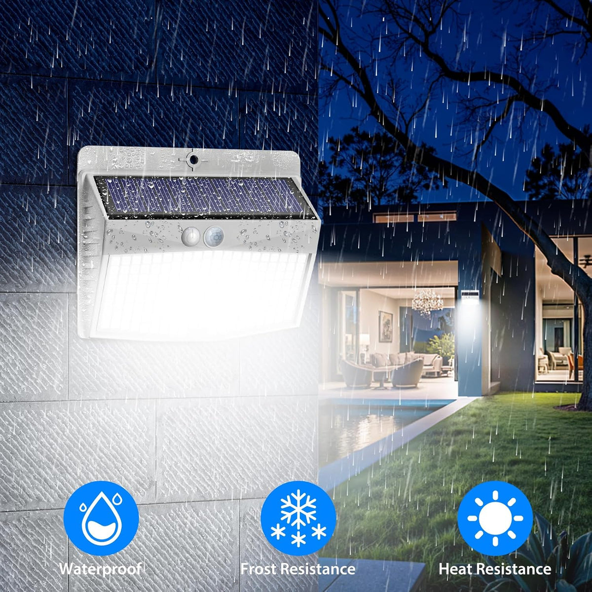 Peasur Solar Security Light Outdoor Motion Sensor, 168 LED Waterproof Solar Wall Light with 3 Modes, PIR Outdoor Sensor Light for Fence, Front Door, Garden, Garage, 1 Pack