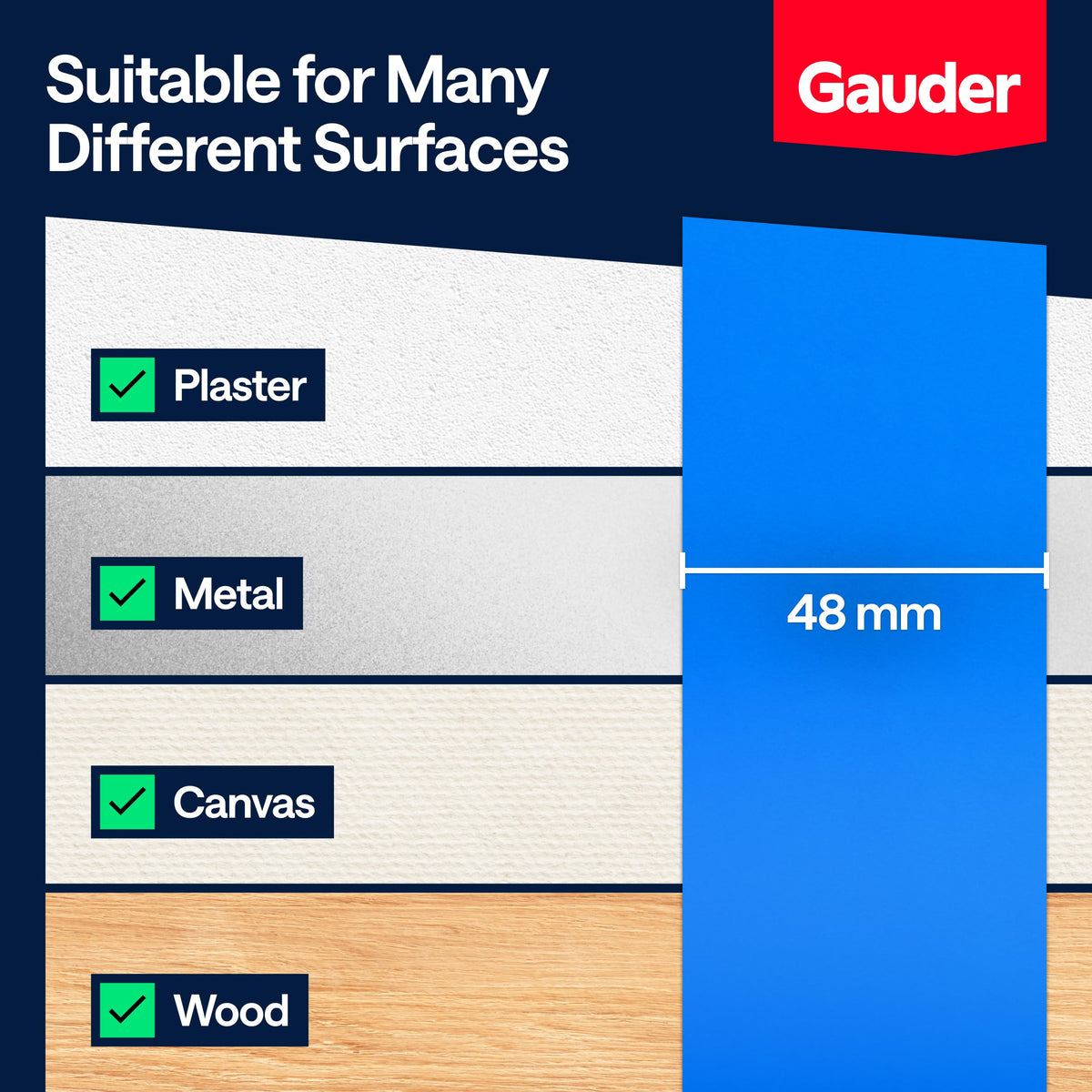 GAUDER Masking Tape for Painting, Blue Painters Tape (1 pc, 24 mm x 50 m)