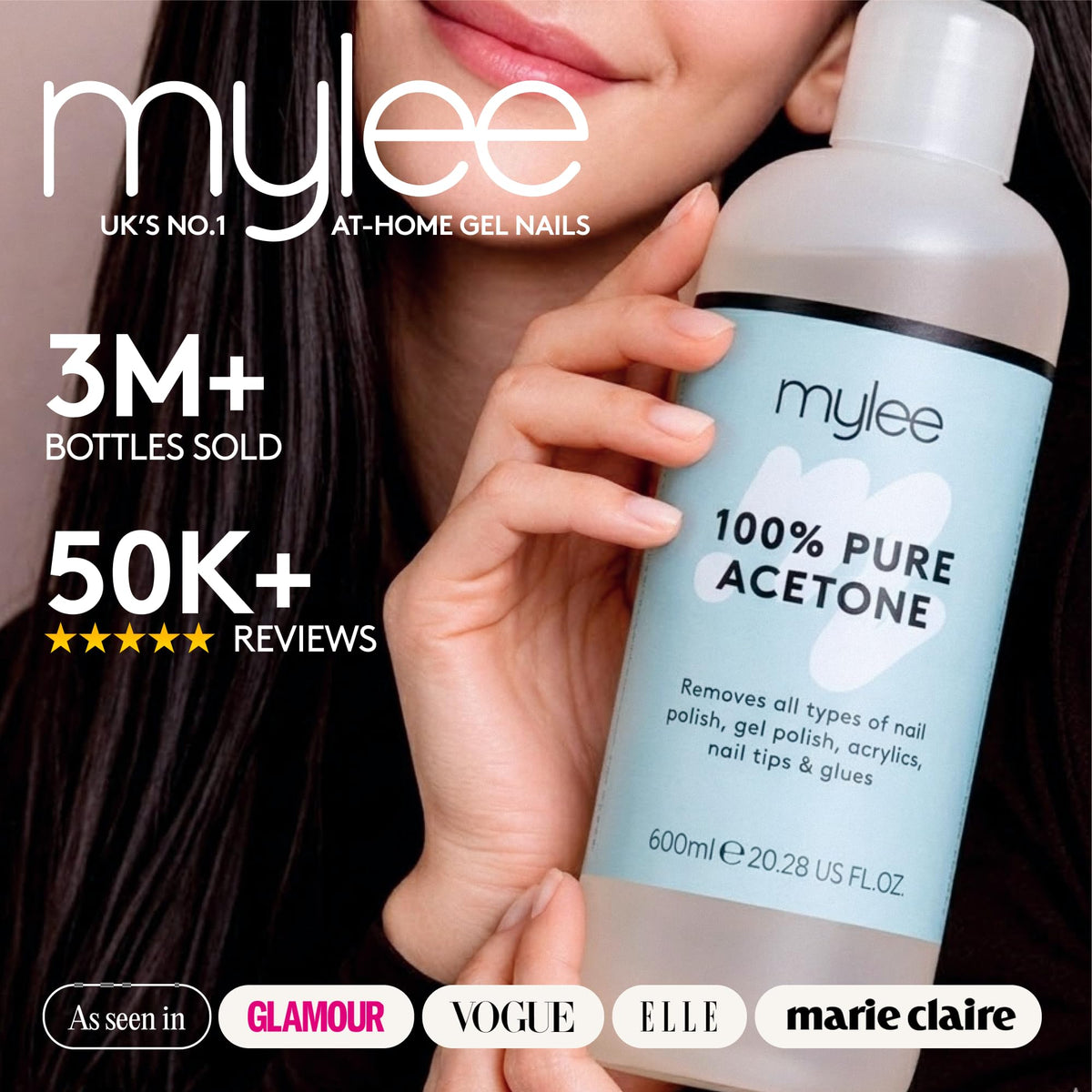 Mylee 100% Pure Acetone (300ml) - Gel Nail Polish Remover