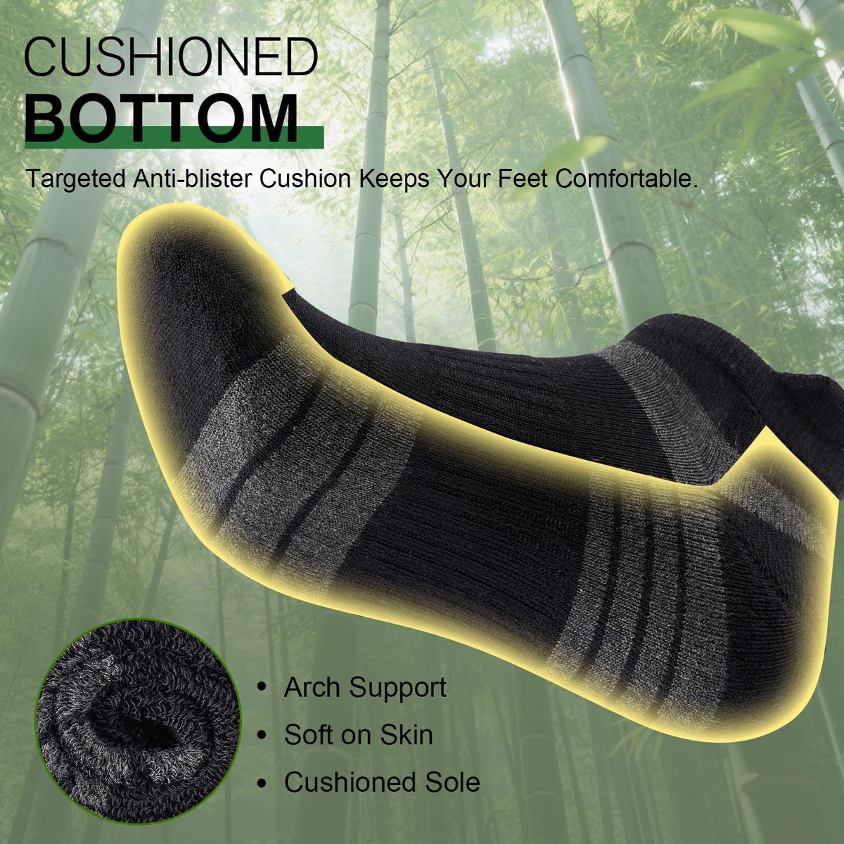 Bamboo Trainer Socks for Men Women Cushioned Ankle Socks