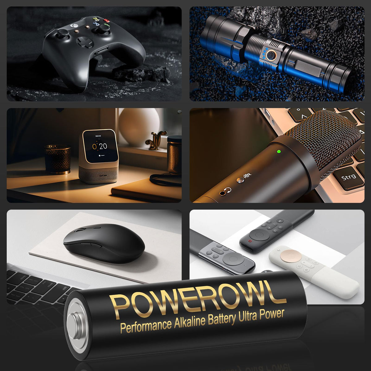 POWEROWL AA Batteries 24 Pack - Alkaline 1.5v - High-Capacity Long Lasting Double A Battery, 10-Year Shelf Life