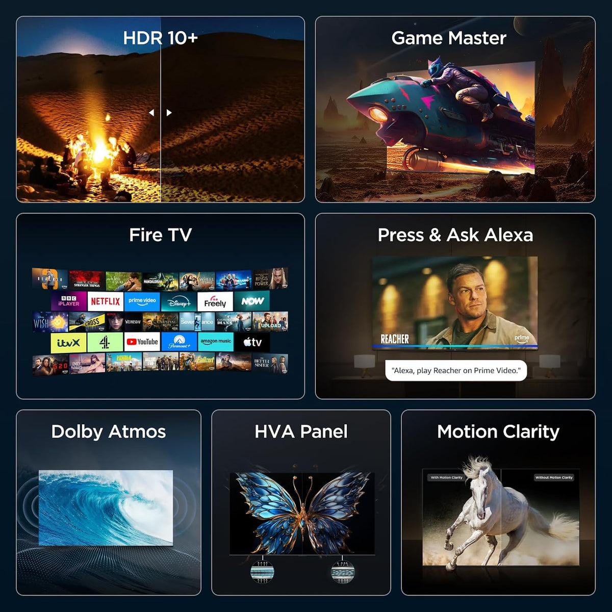 TCL 50V6D-UK 50 Inch 4K HDR, Fire TV, HDR10+, Dolby Atmos, DTS:X, Game Master, Motion Clarity, AirPlay 2, Press & Ask Alexa (2026 New Model)