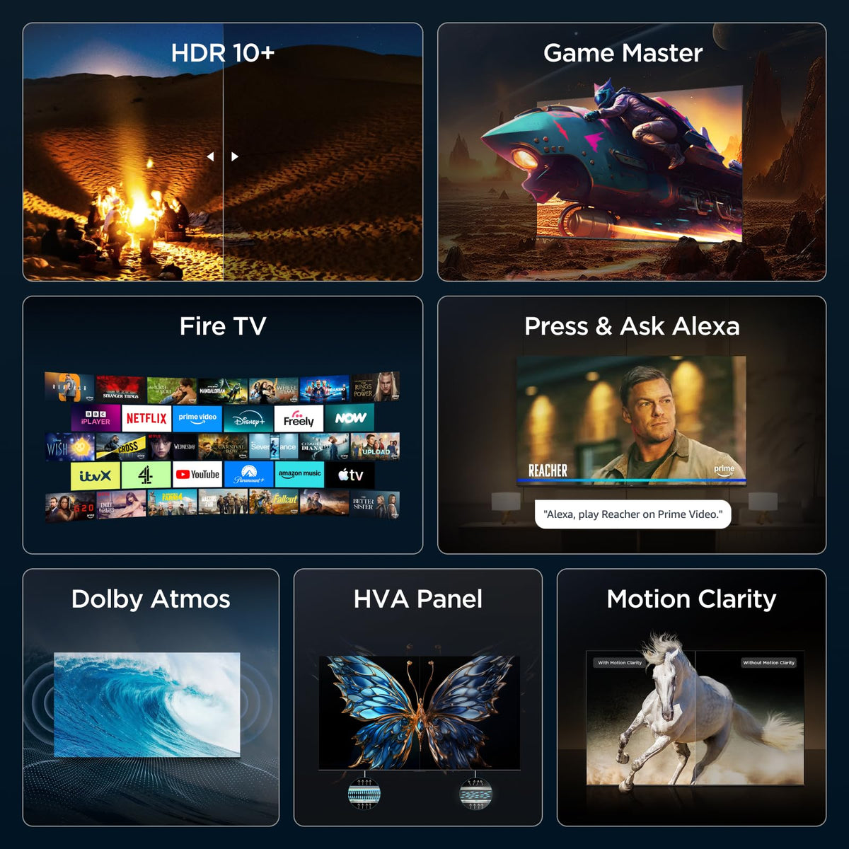 TCL 50V6D-UK 50 Inch 4K HDR, Fire TV, HDR10+, Dolby Atmos, DTS:X, Game Master, Motion Clarity, AirPlay 2, Press & Ask Alexa (2026 New Model)