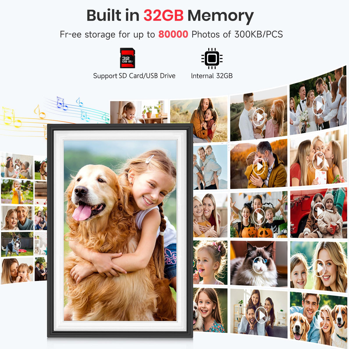 Frameo WiFi Digital Photo Frame 10.1 Inch - 1280x800 HD IPS Touch Screen Picture Frame Electronic, 32GB Memory, Auto Rotate, Wall Mountable, Digital PictureFrame for Sharing Photos and Videos