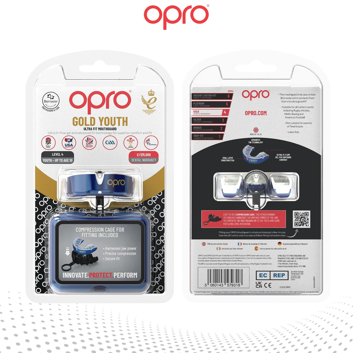 OPRO Gold Level Sports Mouthguard, Premium Fit Adult & Kids