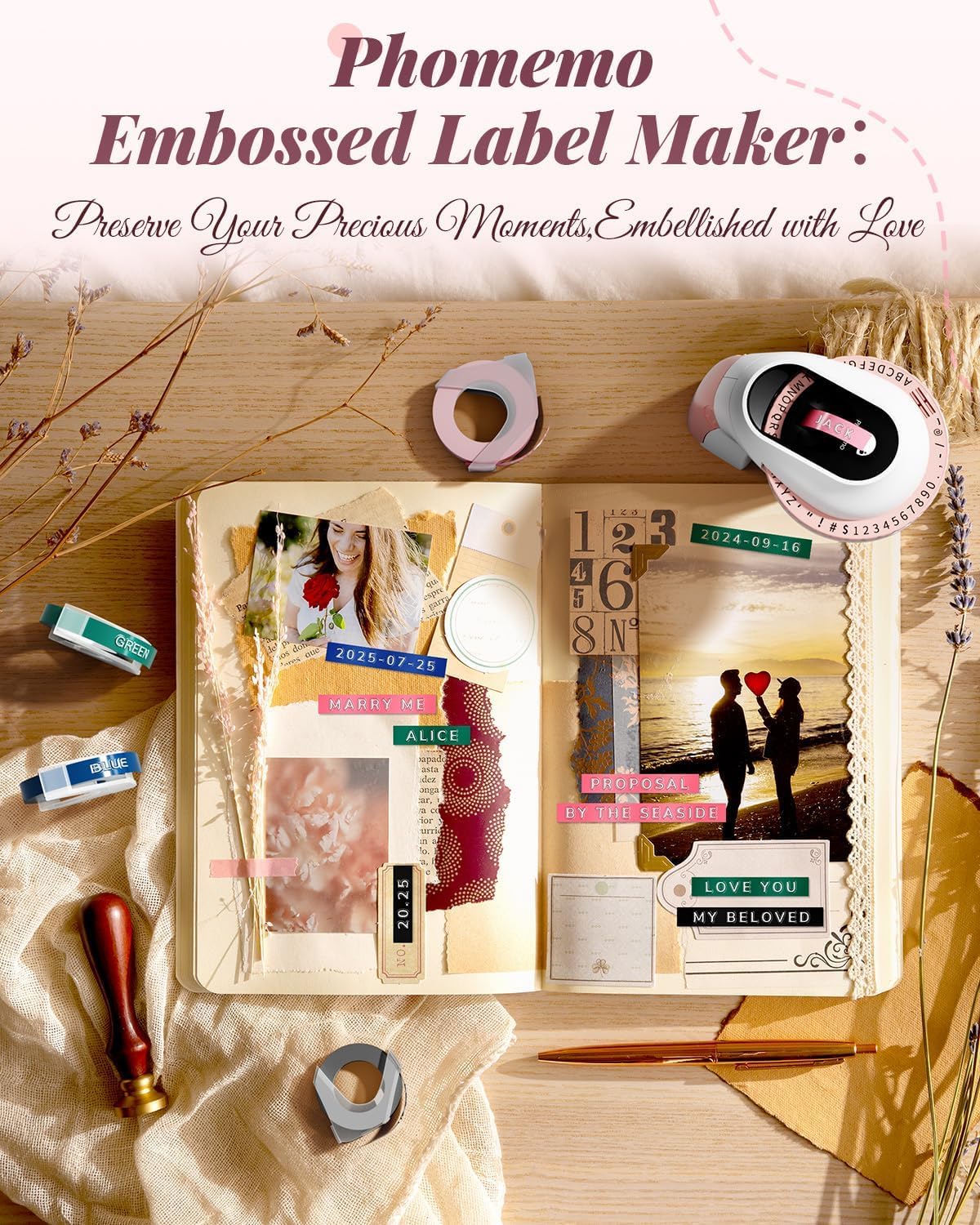 Phomemo Embossing Label Maker,Embossed Label Maker Machine with Tape
