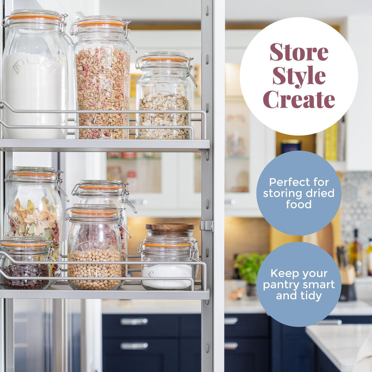 Kilner Square Clip Top Jar 250ml (0.25L) Airtight Glass Jar for Storing Herbs Spices Dried Fruits Nuts and Seeds