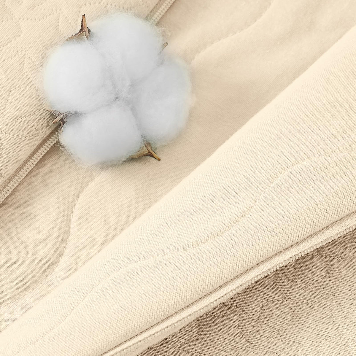 Unnivoll Baby Sleeping Bag 2.5 Tog 0-6 Months 100% Cotton Winter Sleeping Bag Baby 2-Way Zipper Quilted Sleep Sack for Newbron Infant Warm Soft Apricot