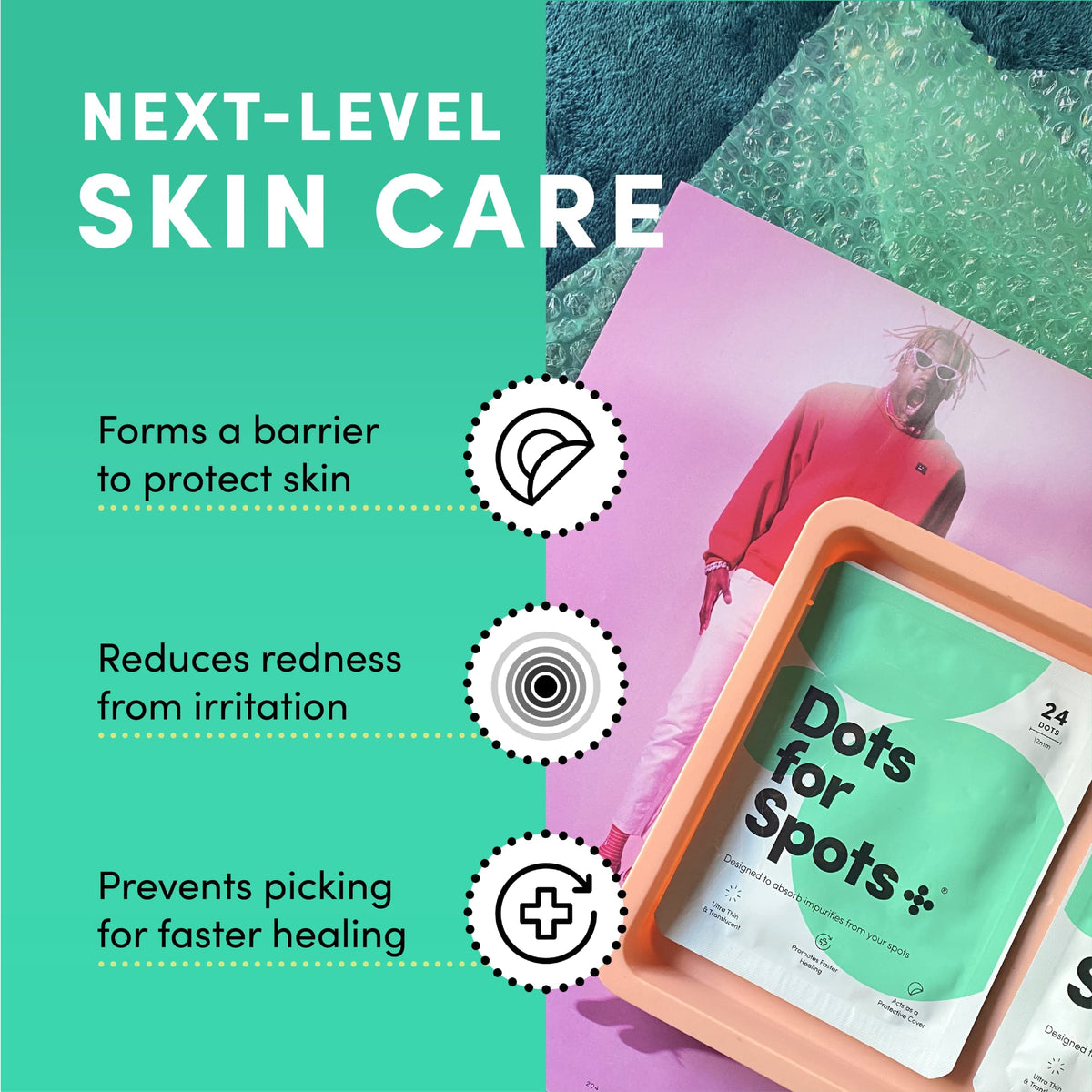 Dots for Spots Oval Spot Patch with Micro Darts - Pack of 9 Translucent Spot Treatment Stickers Infused With Niacinamide & Salicylic Acid - Fast-Acting, Vegan & Cruelty Free Skin Care