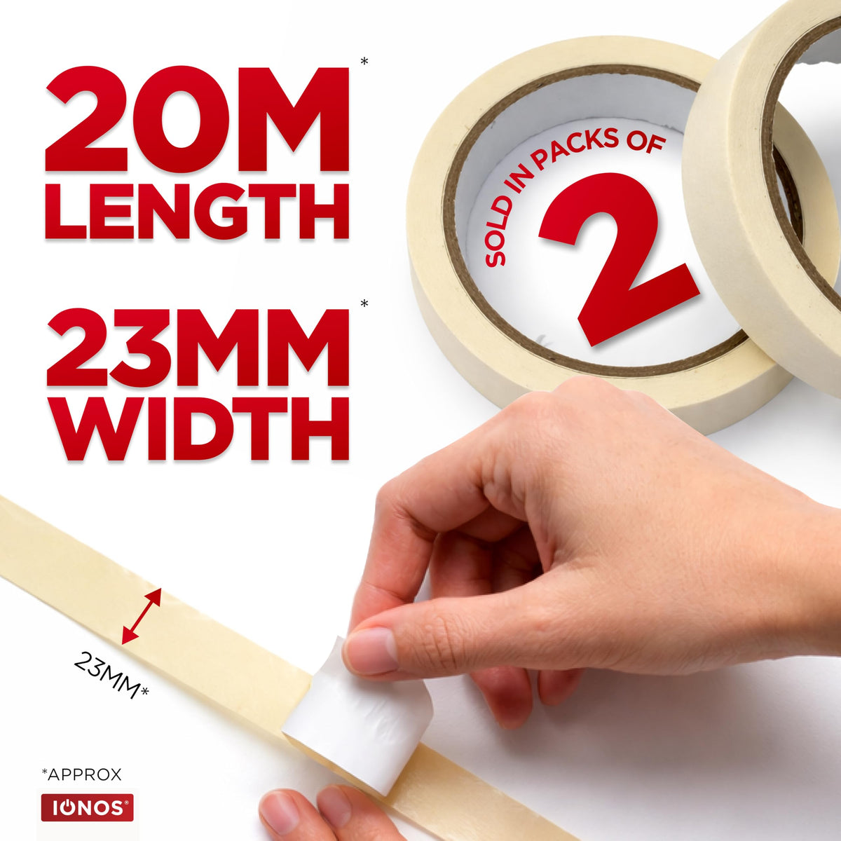 Status IONOS Masking Tape, Multi Surface, Pack of 1, 48mm x 20m