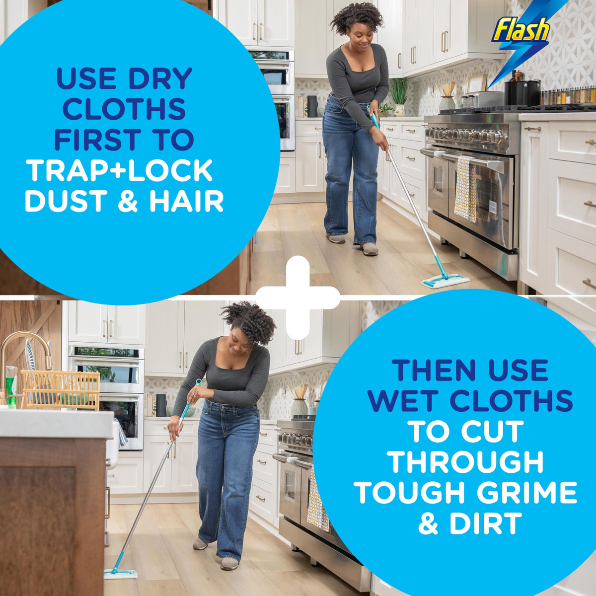 Flash Speedmop Wet Mop Floor Cleaner Starter Kit 1 Mop, 6 Wet Lemon Refills
